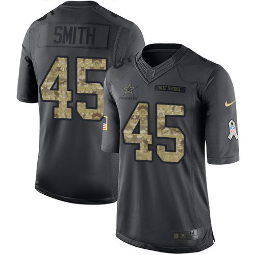 Men's Nike Dallas Cowboys #45 Rod Smith Limited Black 2016 Salute to Service NFL Jersey