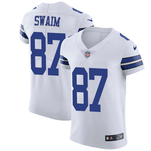 Men's Nike Dallas Cowboys #87 Geoff Swaim White Vapor Untouchable Elite Player NFL Jersey