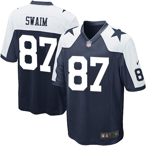 Men's Nike Dallas Cowboys #87 Geoff Swaim Game Navy Blue Throwback Alternate NFL Jersey