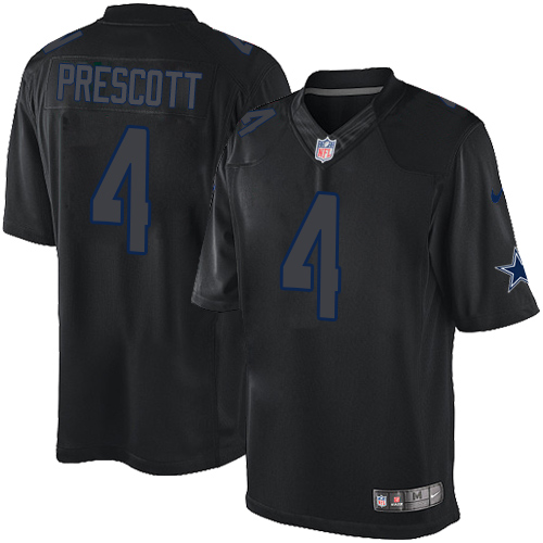 Men's Nike Dallas Cowboys #4 Dak Prescott Limited Black Impact NFL Jersey