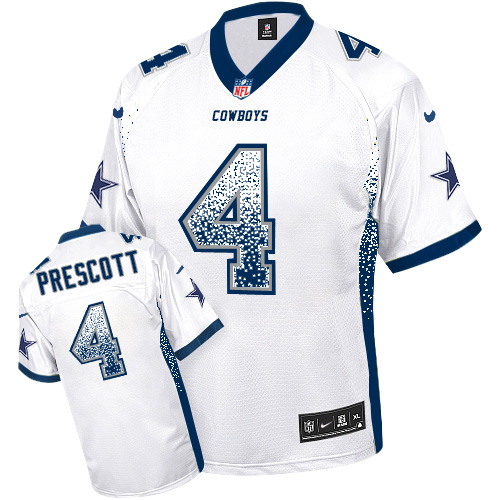 Men's Nike Dallas Cowboys #4 Dak Prescott Elite White Drift Fashion NFL Jersey