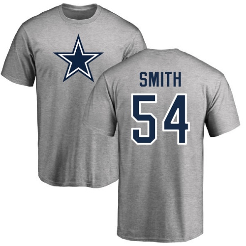 NFL Nike Dallas Cowboys #54 Jaylon Smith Ash Name & Number Logo T-Shirt