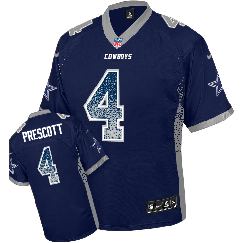 Men's Nike Dallas Cowboys #4 Dak Prescott Elite Navy Blue Drift Fashion NFL Jersey