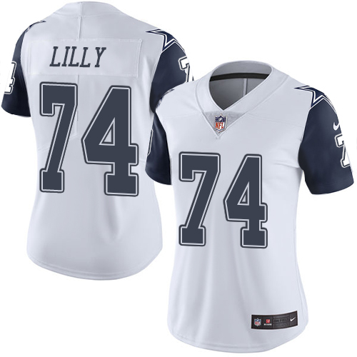 Women's Nike Dallas Cowboys #74 Bob Lilly Limited White Rush Vapor Untouchable NFL Jersey