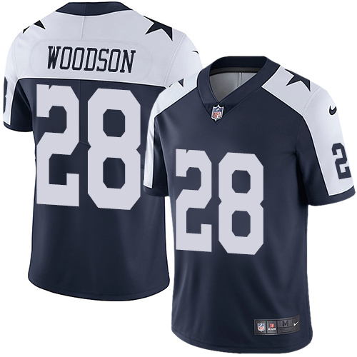 Men's Nike Dallas Cowboys #28 Darren Woodson Navy Blue Throwback Alternate Vapor Untouchable Limited Player NFL Jersey