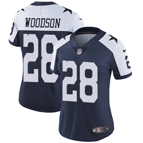 Women's Nike Dallas Cowboys #28 Darren Woodson Navy Blue Throwback Alternate Vapor Untouchable Elite Player NFL Jersey