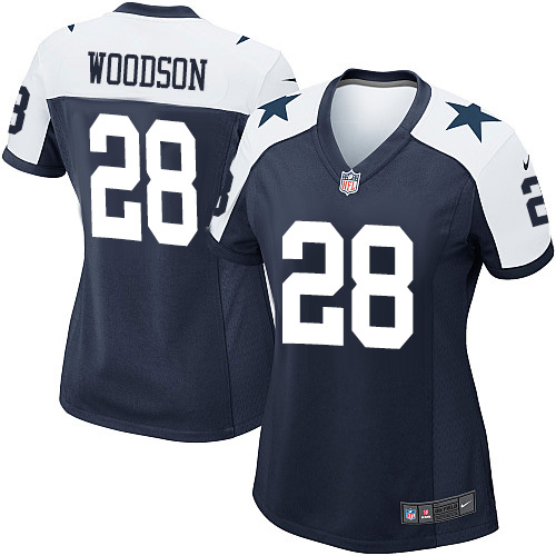 Women's Nike Dallas Cowboys #28 Darren Woodson Game Navy Blue Throwback Alternate NFL Jersey