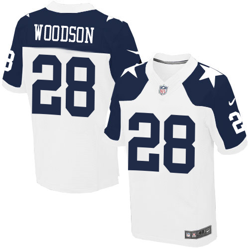 Men's Nike Dallas Cowboys #28 Darren Woodson Elite White Throwback Alternate NFL Jersey