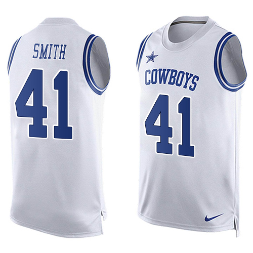 Men's Nike Dallas Cowboys #41 Keith Smith Limited White Player Name & Number Tank Top NFL Jersey