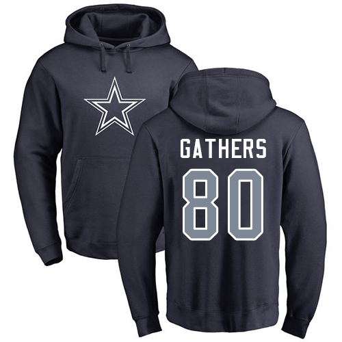 NFL Nike Dallas Cowboys #80 Rico Gathers Navy Blue Name & Number Logo Pullover Hoodie
