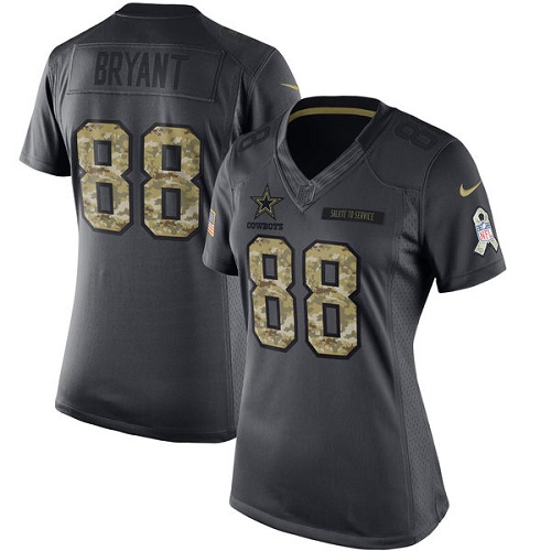 Women's Nike Dallas Cowboys #88 Dez Bryant Limited Black 2016 Salute to Service NFL Jersey