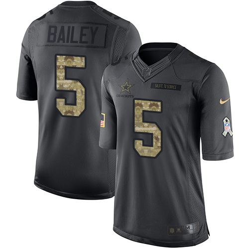 Men's Nike Dallas Cowboys #5 Dan Bailey Limited Black 2016 Salute to Service NFL Jersey