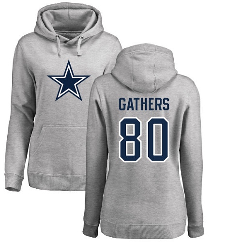 NFL Women's Nike Dallas Cowboys #80 Rico Gathers Ash Name & Number Logo Pullover Hoodie