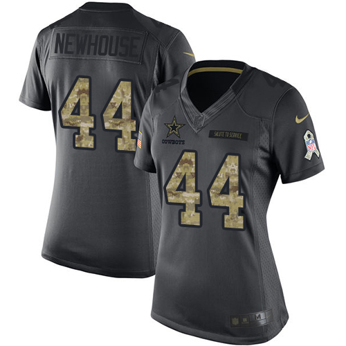 Women's Nike Dallas Cowboys #44 Robert Newhouse Limited Black 2016 Salute to Service NFL Jersey
