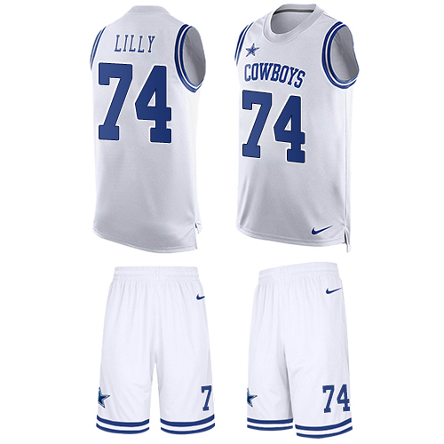 Men's Nike Dallas Cowboys #74 Bob Lilly Limited White Tank Top Suit NFL Jersey