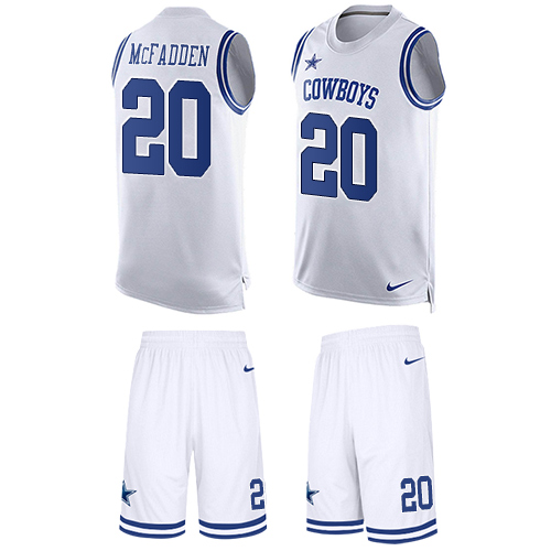 Men's Nike Dallas Cowboys #20 Darren McFadden Limited White Tank Top Suit NFL Jersey