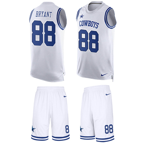 Men's Nike Dallas Cowboys #88 Dez Bryant Limited White Tank Top Suit NFL Jersey