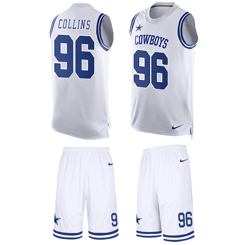 Men's Nike Dallas Cowboys #96 Maliek Collins Limited White Tank Top Suit NFL Jersey