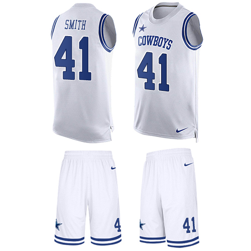 Men's Nike Dallas Cowboys #41 Keith Smith Limited White Tank Top Suit NFL Jersey