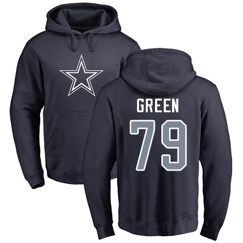 NFL Nike Dallas Cowboys #79 Chaz Green Navy Blue Name & Number Logo Pullover Hoodie