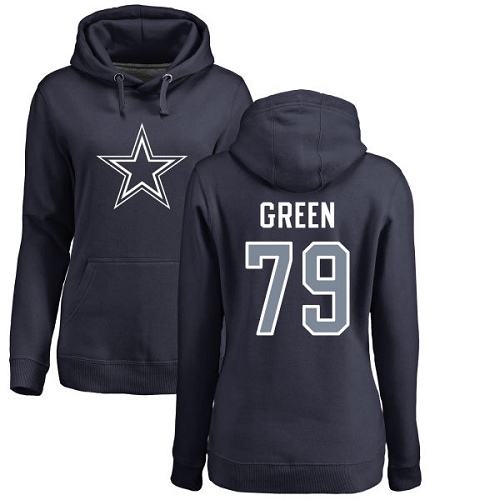 NFL Women's Nike Dallas Cowboys #79 Chaz Green Navy Blue Name & Number Logo Pullover Hoodie