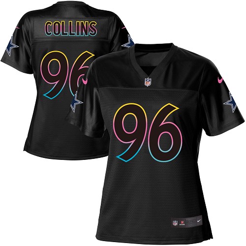 Women's Nike Dallas Cowboys #96 Maliek Collins Game Black Fashion NFL Jersey