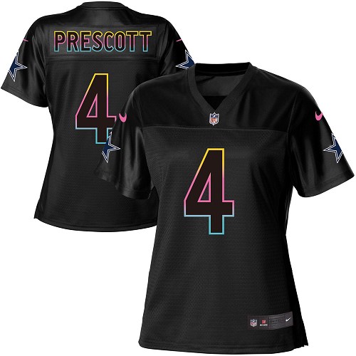 Women's Nike Dallas Cowboys #4 Dak Prescott Game Black Fashion NFL Jersey