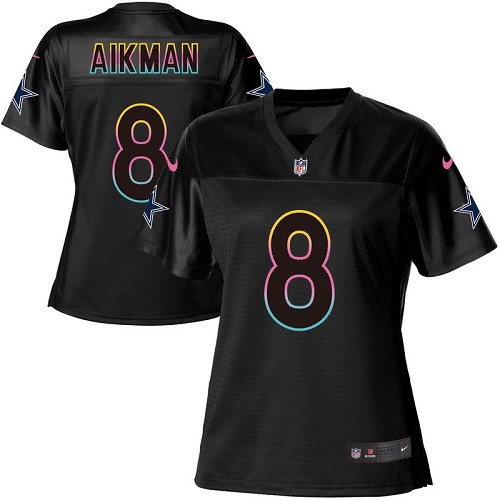 Women's Nike Dallas Cowboys #8 Troy Aikman Game Black Fashion NFL Jersey
