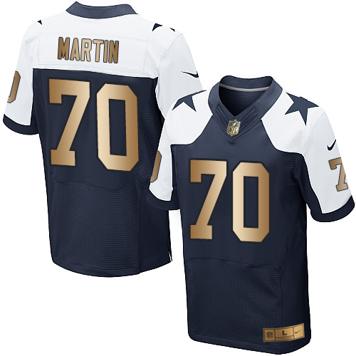 Men's Nike Dallas Cowboys #70 Zack Martin Elite Navy/Gold Throwback Alternate NFL Jersey
