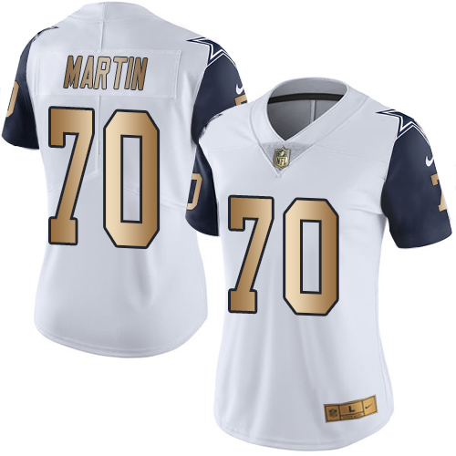 Women's Nike Dallas Cowboys #70 Zack Martin Limited White/Gold Rush Vapor Untouchable NFL Jersey