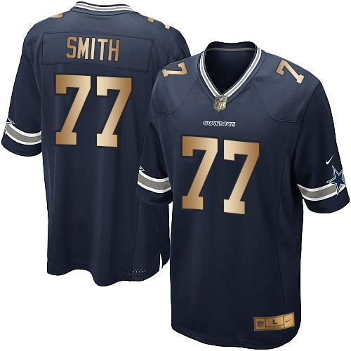Youth Nike Dallas Cowboys #77 Tyron Smith Elite Navy/Gold Team Color NFL Jersey