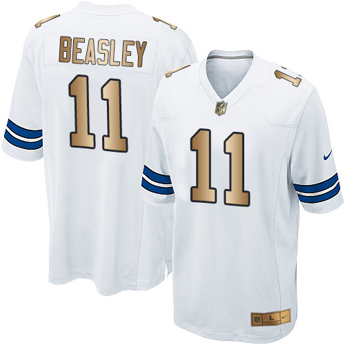Youth Nike Dallas Cowboys #11 Cole Beasley Elite White/Gold NFL Jersey