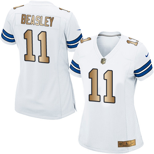 Women's Nike Dallas Cowboys #11 Cole Beasley Elite White/Gold NFL Jersey