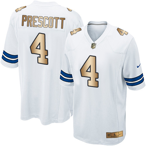 Youth Nike Dallas Cowboys #4 Dak Prescott Elite White/Gold NFL Jersey