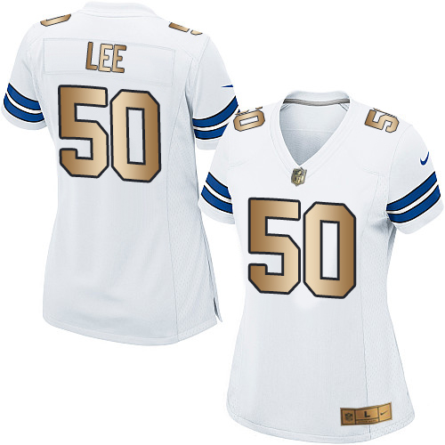 Women's Nike Dallas Cowboys #50 Sean Lee Elite White/Gold NFL Jersey