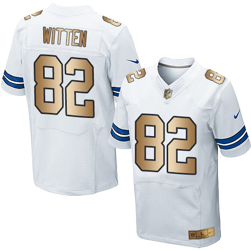 Men's Nike Dallas Cowboys #82 Jason Witten Elite White/Gold NFL Jersey