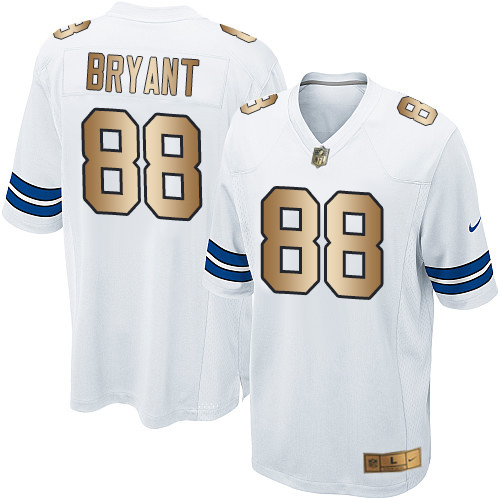 Youth Nike Dallas Cowboys #88 Dez Bryant Elite White/Gold NFL Jersey