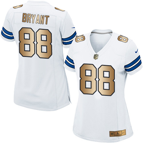 Women's Nike Dallas Cowboys #88 Dez Bryant Elite White/Gold NFL Jersey