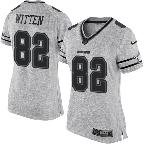 Women's Nike Dallas Cowboys #82 Jason Witten Limited Gray Gridiron II NFL Jersey