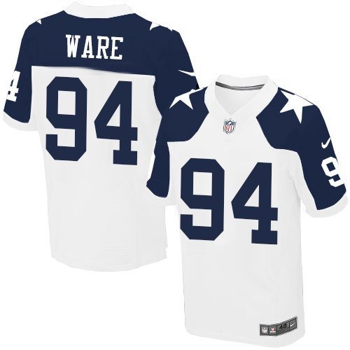 Men's Nike Dallas Cowboys #94 DeMarcus Ware Elite White Throwback Alternate NFL Jersey