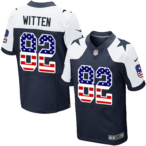 Men's Nike Dallas Cowboys #82 Jason Witten Elite Navy Blue Alternate USA Flag Fashion NFL Jersey