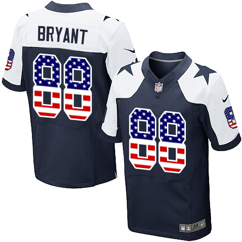 Men's Nike Dallas Cowboys #88 Dez Bryant Elite Navy Blue Alternate USA Flag Fashion NFL Jersey