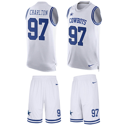 Men's Nike Dallas Cowboys #97 Taco Charlton Limited White Tank Top Suit NFL Jersey