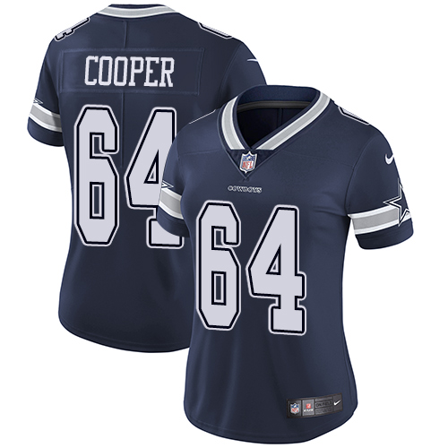 Women's Nike Dallas Cowboys #64 Jonathan Cooper Navy Blue Team Color Vapor Untouchable Elite Player NFL Jersey