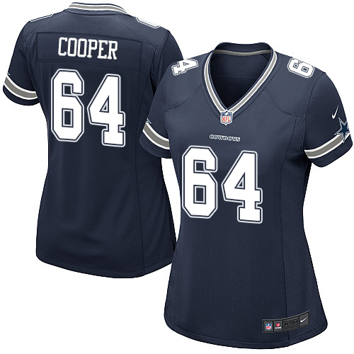 Women's Nike Dallas Cowboys #64 Jonathan Cooper Game Navy Blue Team Color NFL Jersey