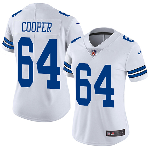 Women's Nike Dallas Cowboys #64 Jonathan Cooper White Vapor Untouchable Elite Player NFL Jersey