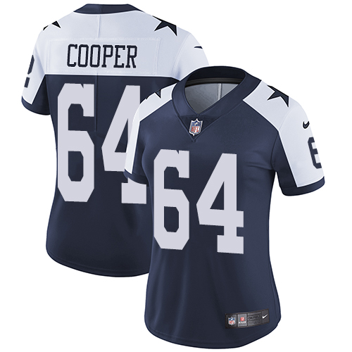 Women's Nike Dallas Cowboys #64 Jonathan Cooper Navy Blue Throwback Alternate Vapor Untouchable Elite Player NFL Jersey