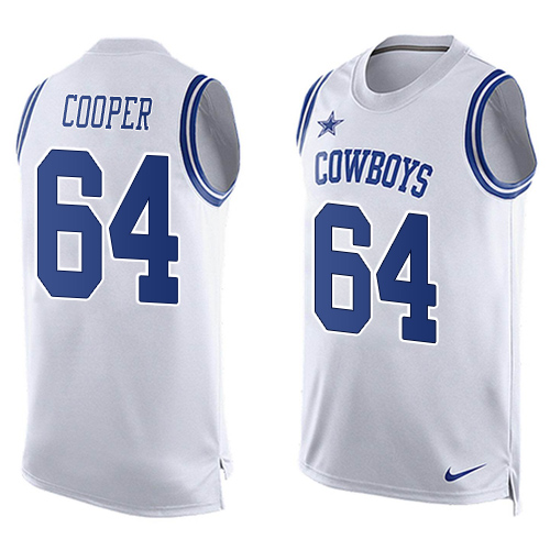 Men's Nike Dallas Cowboys #64 Jonathan Cooper Limited White Player Name & Number Tank Top NFL Jersey