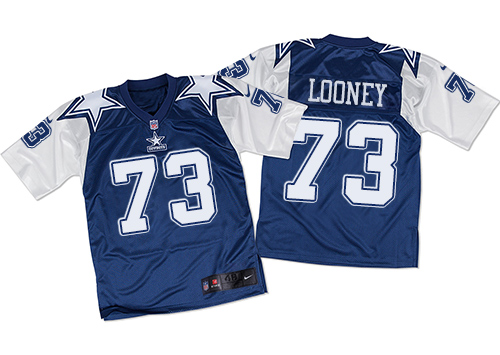Men's Nike Dallas Cowboys #73 Joe Looney Elite White/Navy Throwback NFL Jersey