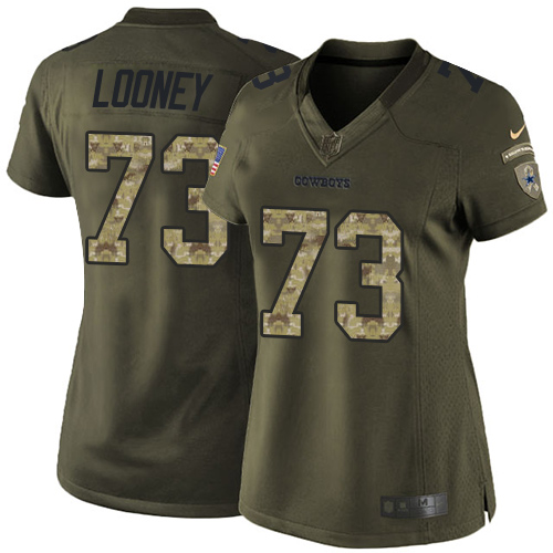 Women's Nike Dallas Cowboys #73 Joe Looney Limited Green Salute to Service NFL Jersey